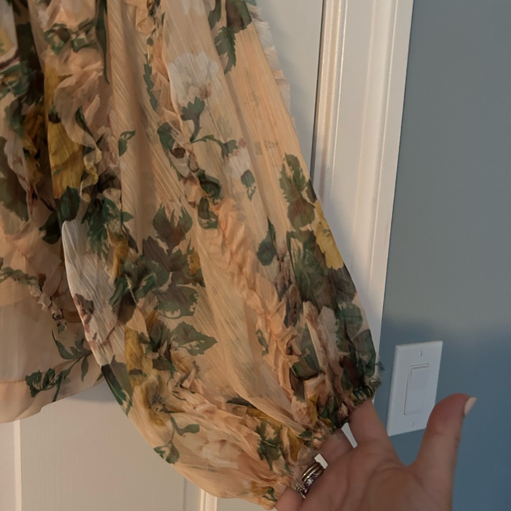 OPT Fall Floral Sheer Ruffle Top - Picture 2 of 4